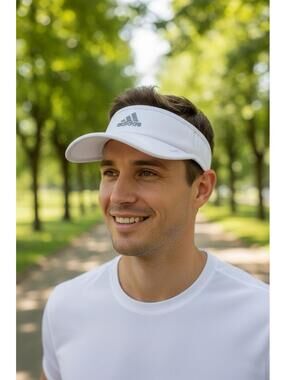 Adidas Hat Visor Adjustable Men's One Size White Climalite Tennis Golf Sports
